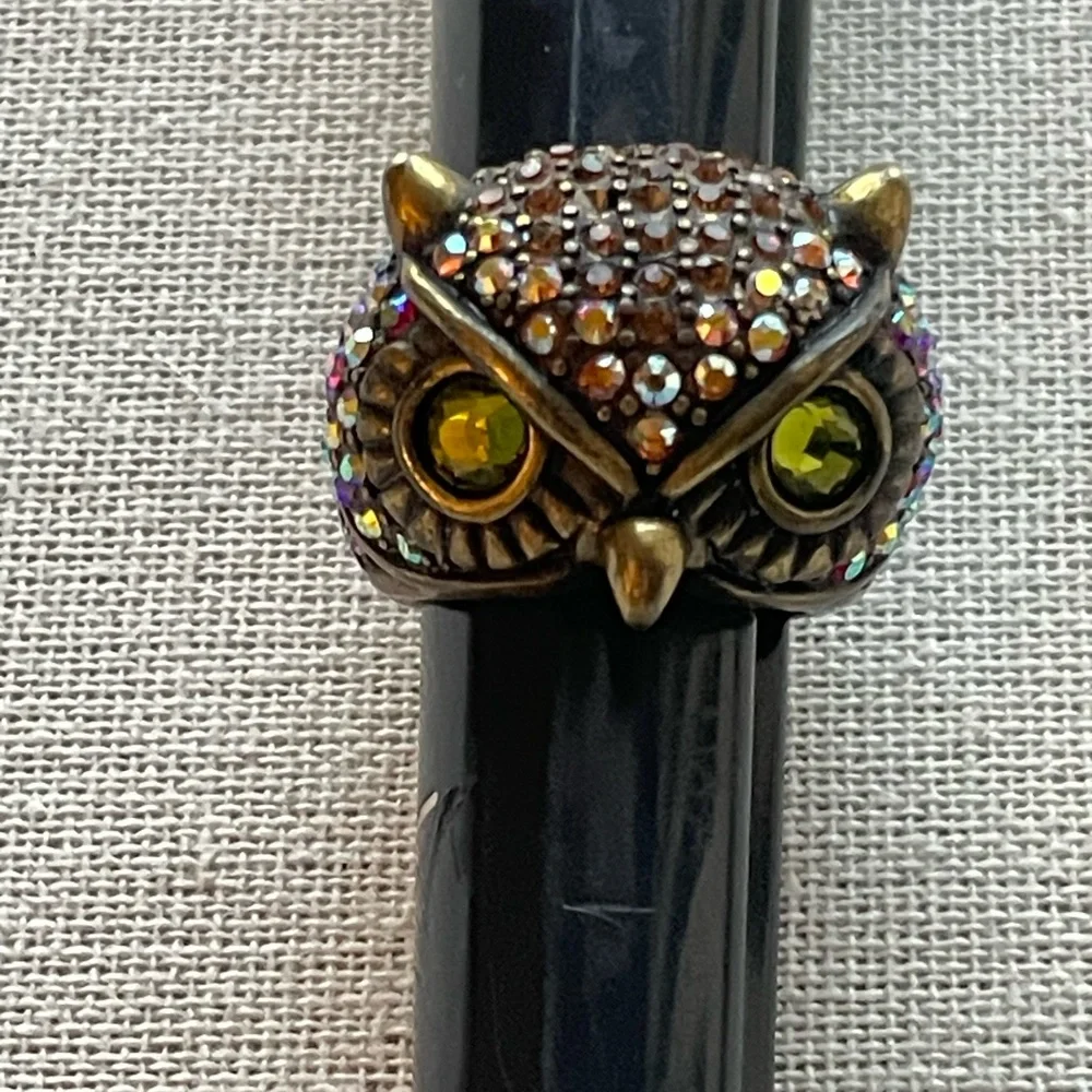 Kirks Folly Crystal Owl Ring Size 7 - Picture 2 of 9